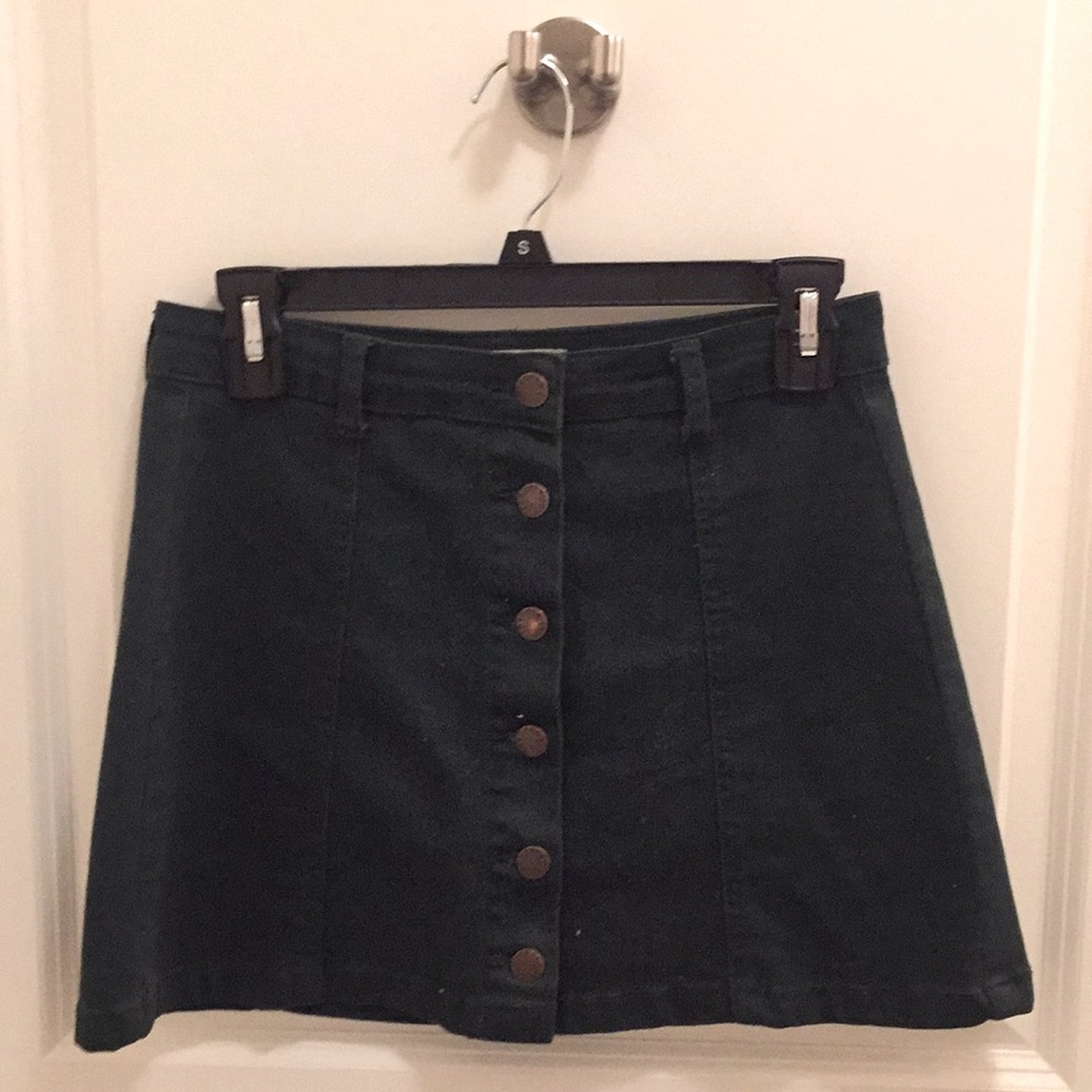 Dark green button up skirt